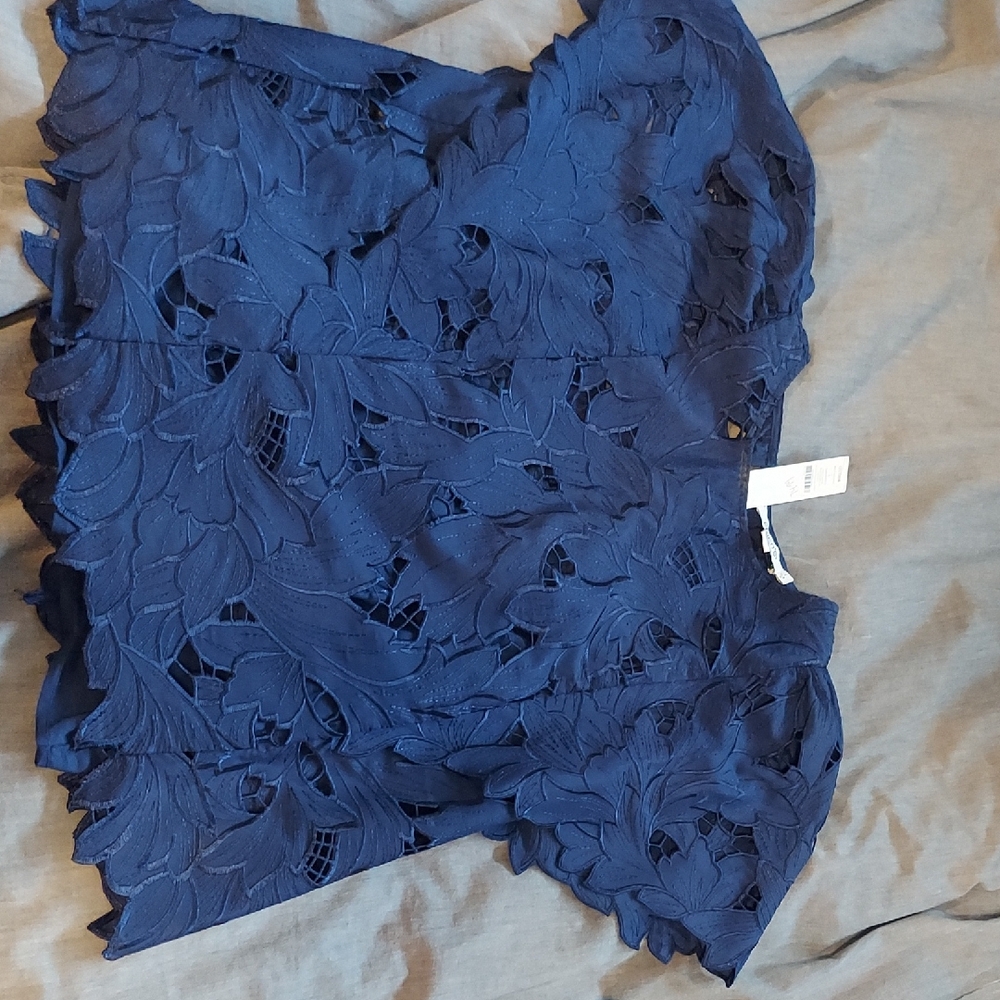 Chico's Navy Floral Lace Blouse